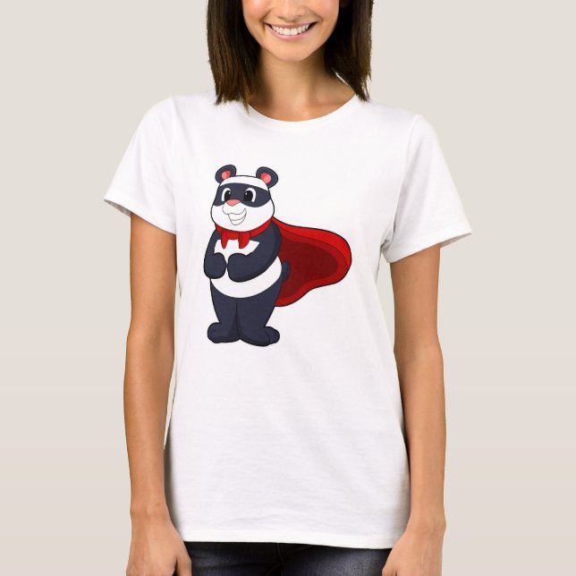 Panda as Hero with Mask & Cape T Shirt (Framsida)