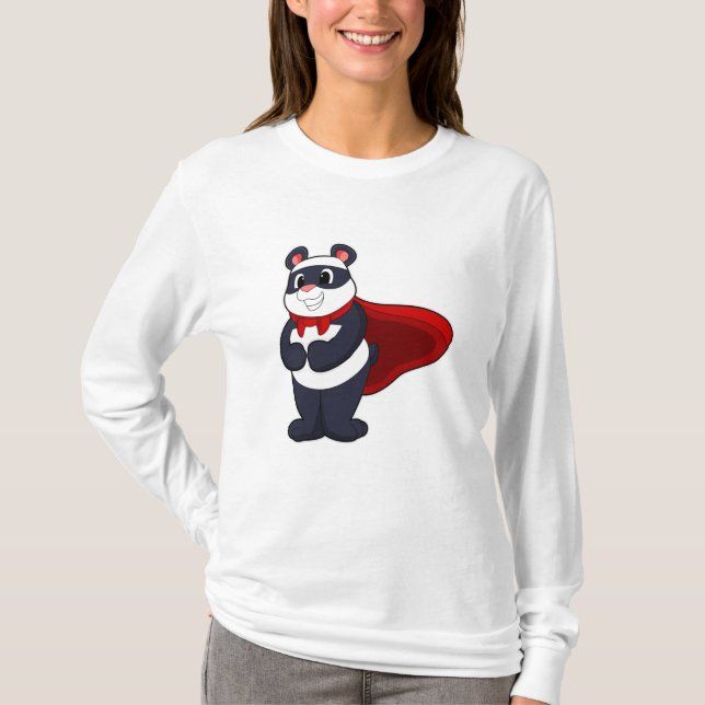 Panda as Hero with Mask & Cape T Shirt (Framsida)