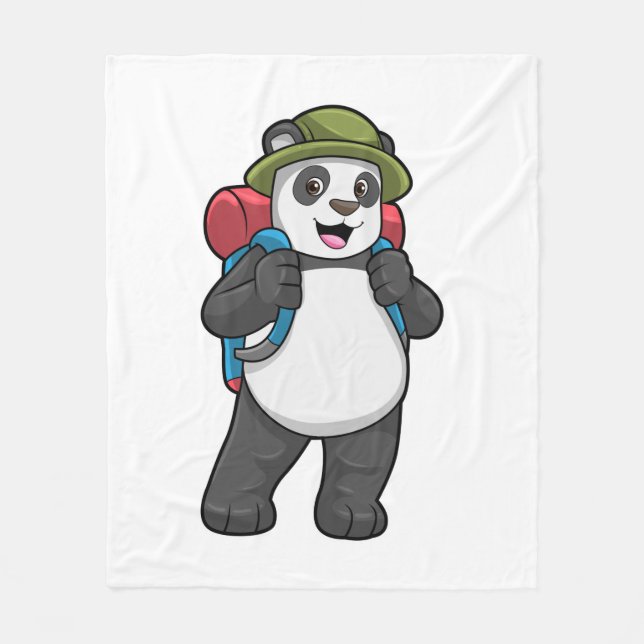 Panda as Hiker with Backpack Fleecefilt (Framsidan)