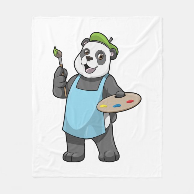 Panda as Painter with Brush & Colour Fleecefilt (Framsidan)