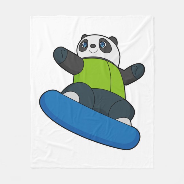 Panda as Snowboarder med Snowboard Fleecefilt (Framsidan)