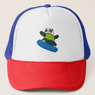 Panda as Snowboarder med Snowboard Keps