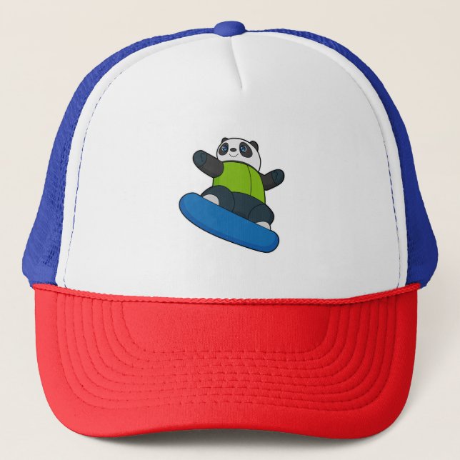 Panda as Snowboarder med Snowboard Keps (Framsida)