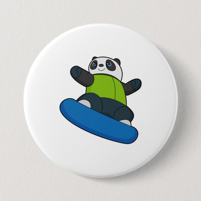 Panda as Snowboarder med Snowboard Knapp (Framsida)