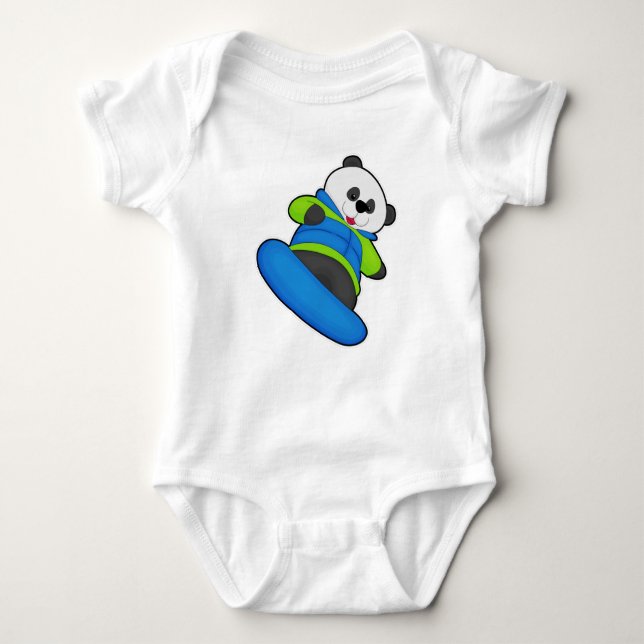 Panda as Snowboarder med Snowboard T Shirt (Framsida)
