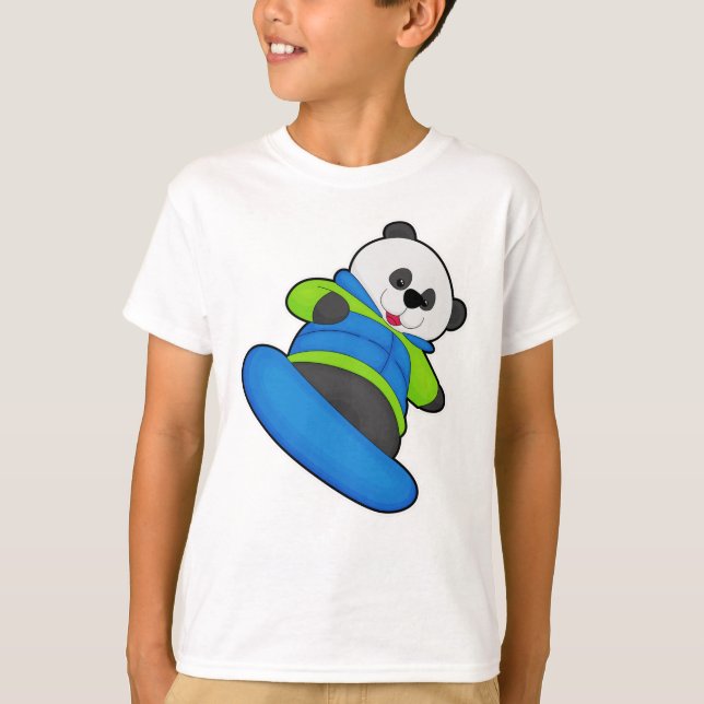 Panda as Snowboarder med Snowboard T Shirt (Framsida)