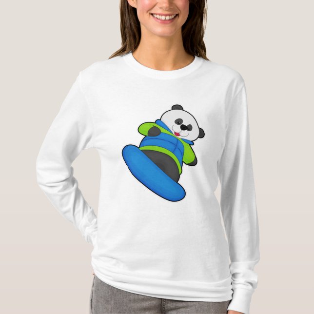 Panda as Snowboarder med Snowboard T Shirt (Framsida)