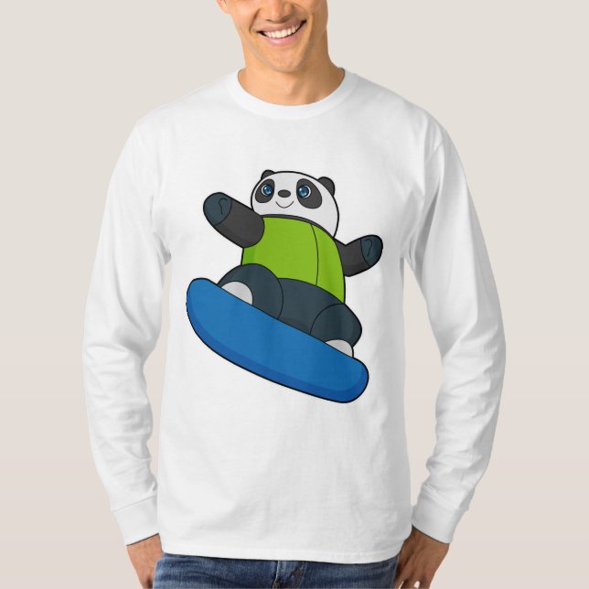 Panda as Snowboarder med Snowboard T Shirt (Framsida)