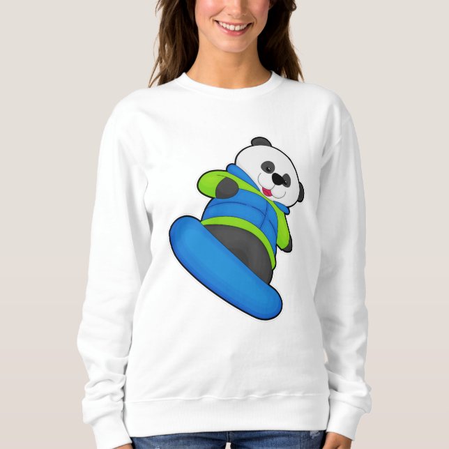 Panda as Snowboarder med Snowboard T Shirt (Framsida)
