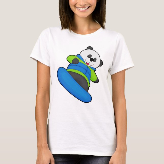 Panda as Snowboarder med Snowboard T Shirt (Framsida)