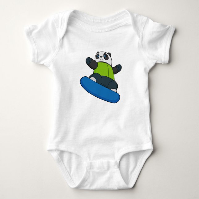 Panda as Snowboarder med Snowboard T Shirt (Framsida)