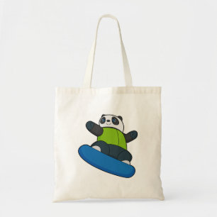 Panda as Snowboarder med Snowboard Tygkasse