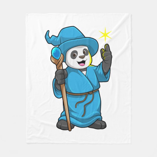 Panda as Wizard med Magic trollspö Fleecefilt (Framsidan)