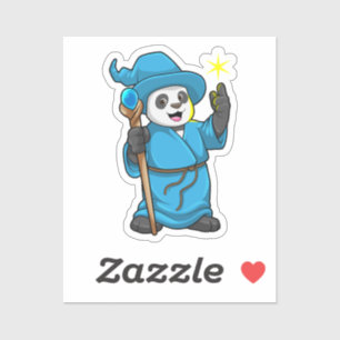Panda as Wizard med Magic trollspö Klistermärken