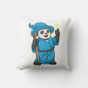 Panda as Wizard med Magic trollspö Kudde