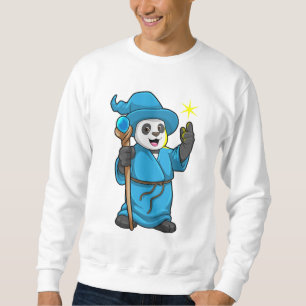 Panda as Wizard med Magic trollspö Lång Ärmad Tröja