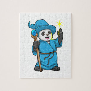 Panda as Wizard med Magic trollspö Pussel