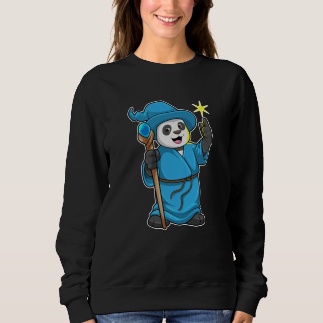 Panda as Wizard med Magic trollspö T Shirt (Framsida)