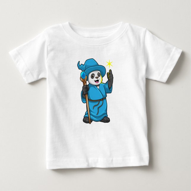 Panda as Wizard med Magic trollspö T Shirt (Framsida)