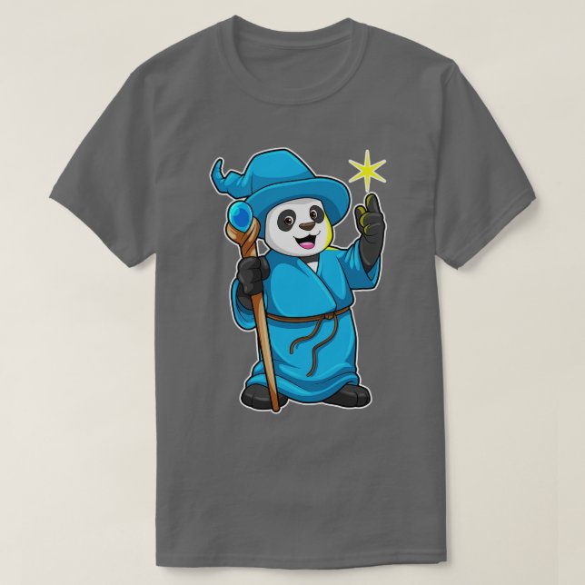 Panda as Wizard med Magic trollspö T Shirt (Design framsida)