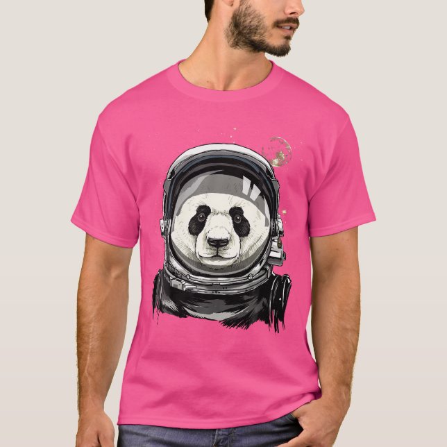 Panda Astronaut Space Exploration Astronomy Älskar T Shirt (Framsida)