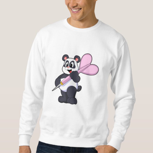 Panda at Darts med Dart Lång Ärmad Tröja (Framsida)