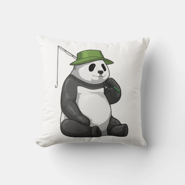 Panda at Fishing with Fishing Rod Kudde (Framsida)