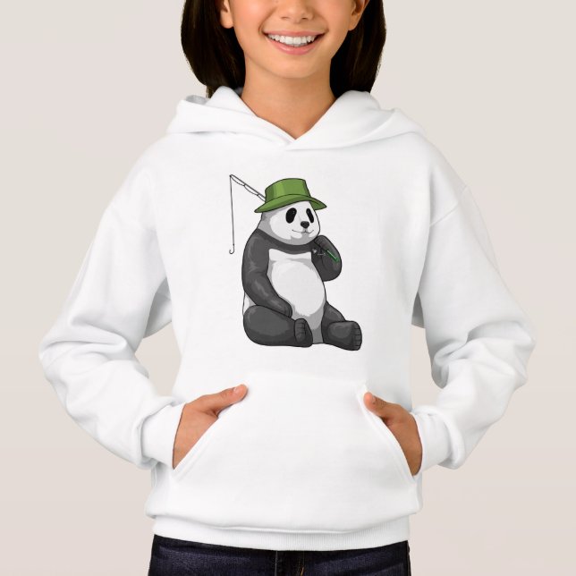 Panda at Fishing with Fishing Rod T Shirt (Framsida)
