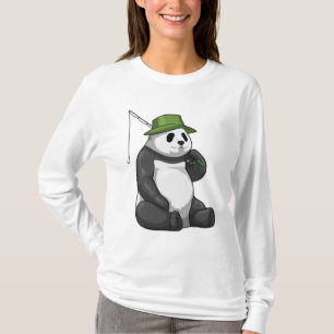 Panda at Fishing with Fishing Rod T Shirt