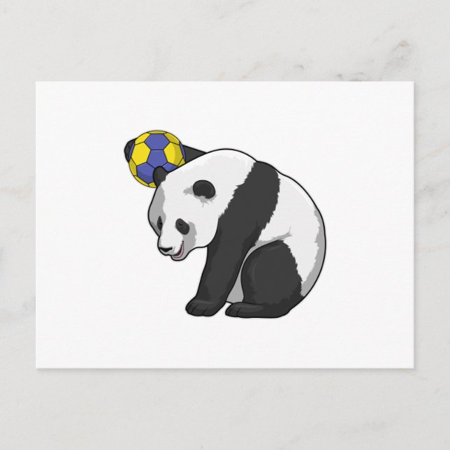 Panda at Handball Sports Vykort (Framsida)