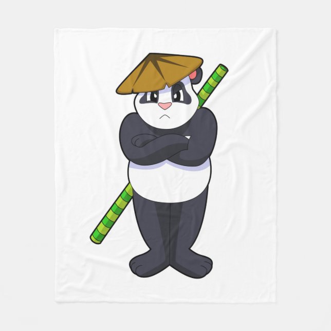 Panda at Stick match Martial Arts.PNG Fleecefilt (Framsidan)