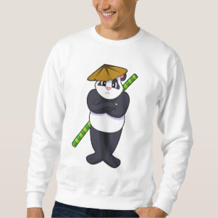 Panda at Stick match Martial Arts.PNG Lång Ärmad Tröja