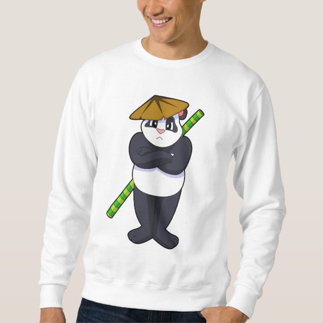 Panda at Stick match Martial Arts.PNG Lång Ärmad Tröja (Framsida)