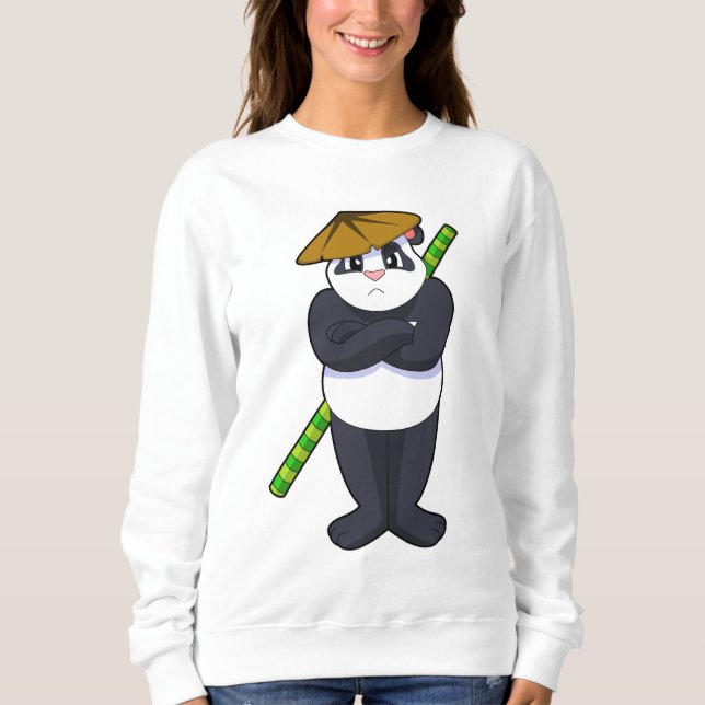 Panda at Stick match Martial Arts.PNG T Shirt (Framsida)