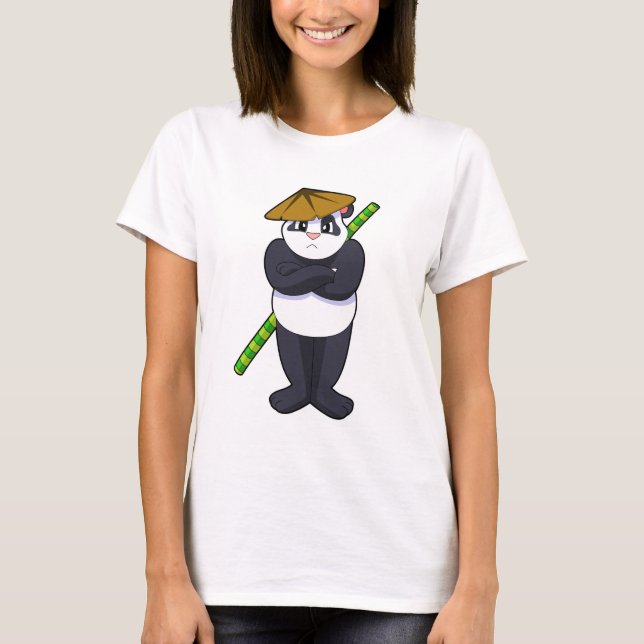Panda at Stick match Martial Arts.PNG T Shirt (Framsida)