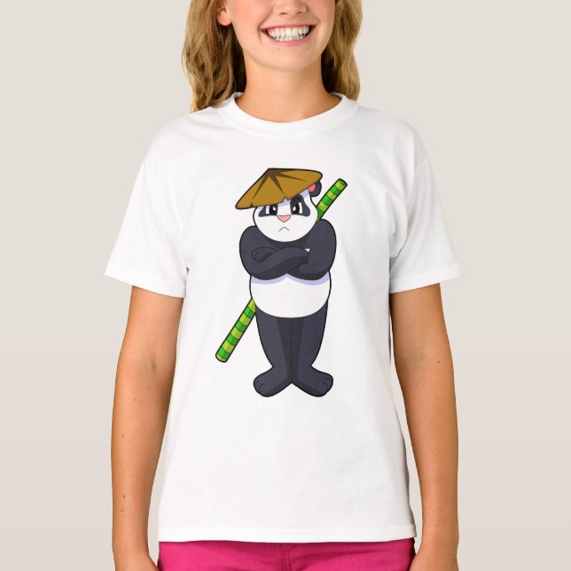 Panda at Stick match Martial Arts.PNG T Shirt (Framsida)
