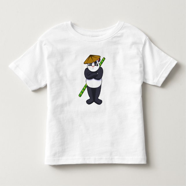 Panda at Stick match Martial Arts.PNG T Shirt (Framsida)
