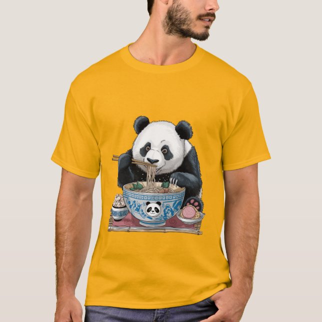 Panda ätande nuddar t shirt (Framsida)