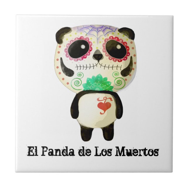 Panda av day of the dead kakelplatta (Framsidan)