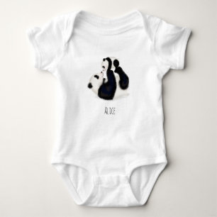 Panda baby 1-biet-kroppsdräkt med baby namn t shirt