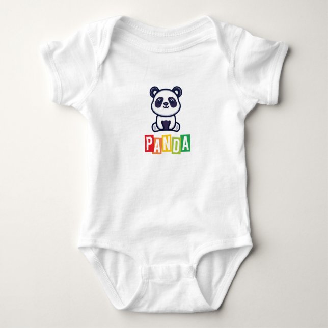 Panda Baby Jersey Bodykostym T Shirt (Framsida)