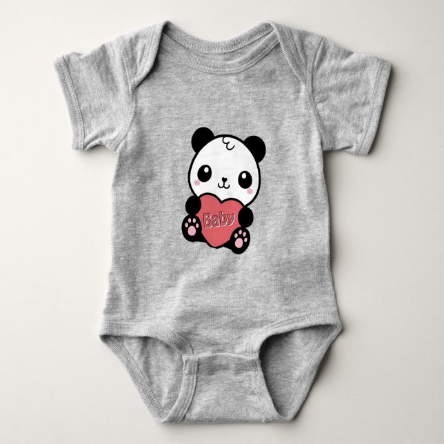 Panda Baby med hjärta T-Shirt (Framsida)