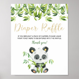 Panda Baby Shower Diaper Raffle Sign för Biljett Poster