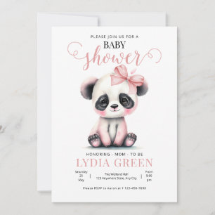 Panda Baby Shower grönska Flicka baby shower Inbjudningar
