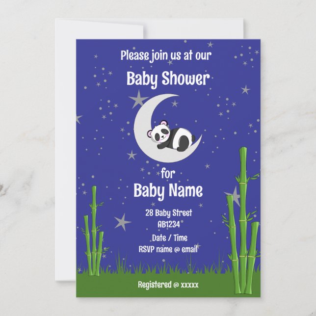 Panda Baby Shower Inbjudan (Framsida)