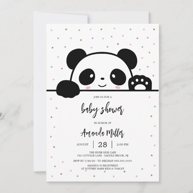 Panda Baby Shower Invitation Inbjudningar (Framsida)