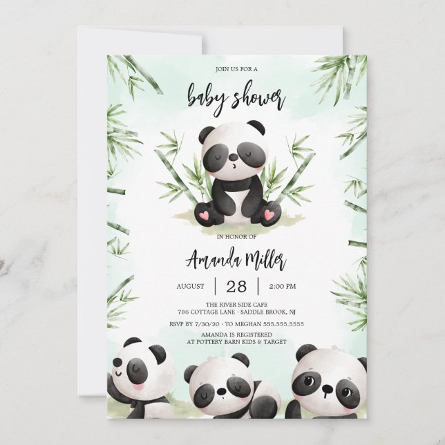 Panda Baby Shower Invitation Inbjudningar (Framsida)