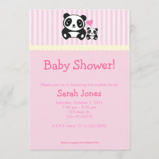 Panda Baby Shower - Rosa Inbjudningar