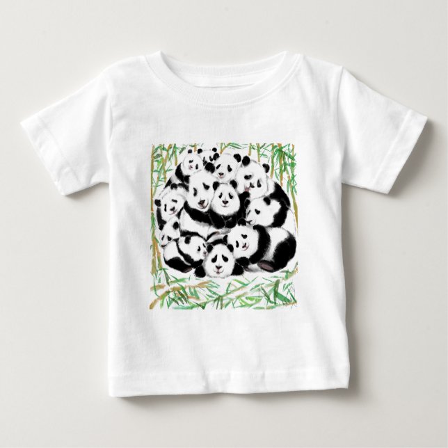 Panda Baby T-Shirt Lycklig Pandas (Framsida)