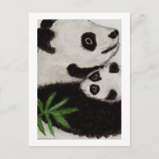 Panda & Baby Watercolor Postcard tack etc. Vykort